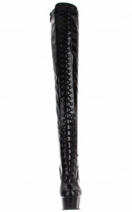 Pleaser - DELIGHT-3023 Platform Lace-Up Stretch Thigh High Boot