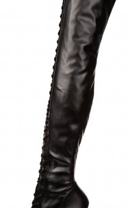 Pleaser - DELIGHT-3023PU Platform Lace-Up Stretch Thigh High Boot