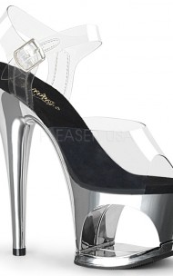 Pleaser - MOON-708 Silver Cut-Out PF Ankle Strap Sandal