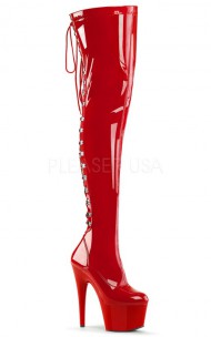 Pleaser - ADORE-3063 Platform Rear Lace-Up Stretch Thigh Boot