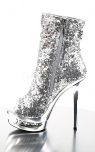 Pleaser - BLONDIE-R-1008 Sequined Open Toe Ankle Boot